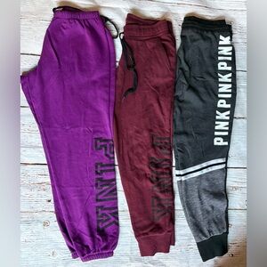 PINK Victoria's Secret Joggers - Purple, Maroon, and Grey Sweatpants Bundle